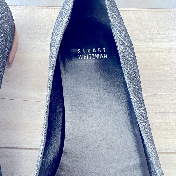 STUART WEITZMAN - fabric grey silver pointy flat ballet shoes  size 9.5 - Picture 6 of 15